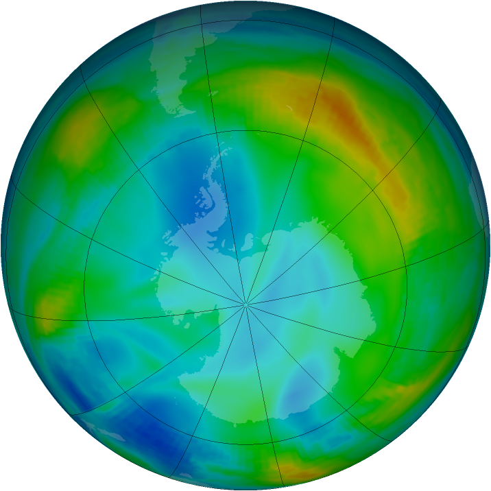 Antarctic ozone map for 10 June 1998